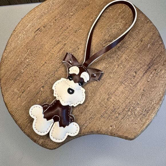 Dog Purse Charm Schnauzer Bag Charm Purse Dark Brown Dog lover Gift FAST SHIP - Picture 3 of 6